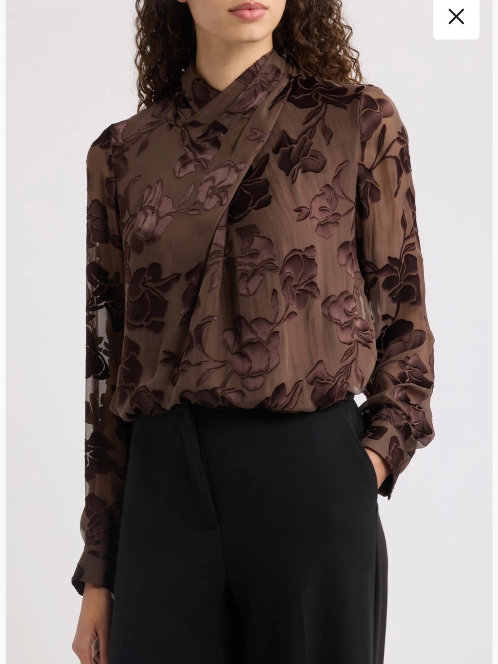 Elie Tahari Tiffany Rhapsody Brown Blouse